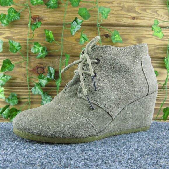 TOMS  Women Ankle Boots Size 6.5 Medium Brown Leather Lace‎ Up - Picture 1 of 9